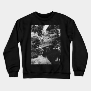 Black and White Shot of Small Bridge in Japanese Garden Crewneck Sweatshirt